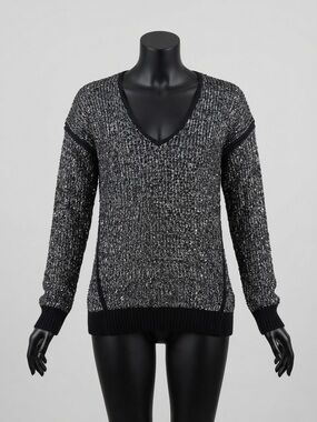 Dkny Black Marled V-Neck Sweater